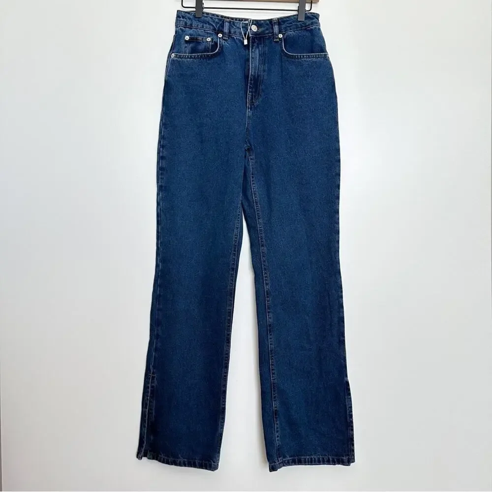 NA-KD Split Hem High Waist Denim Jeans - Picture 2 of 12